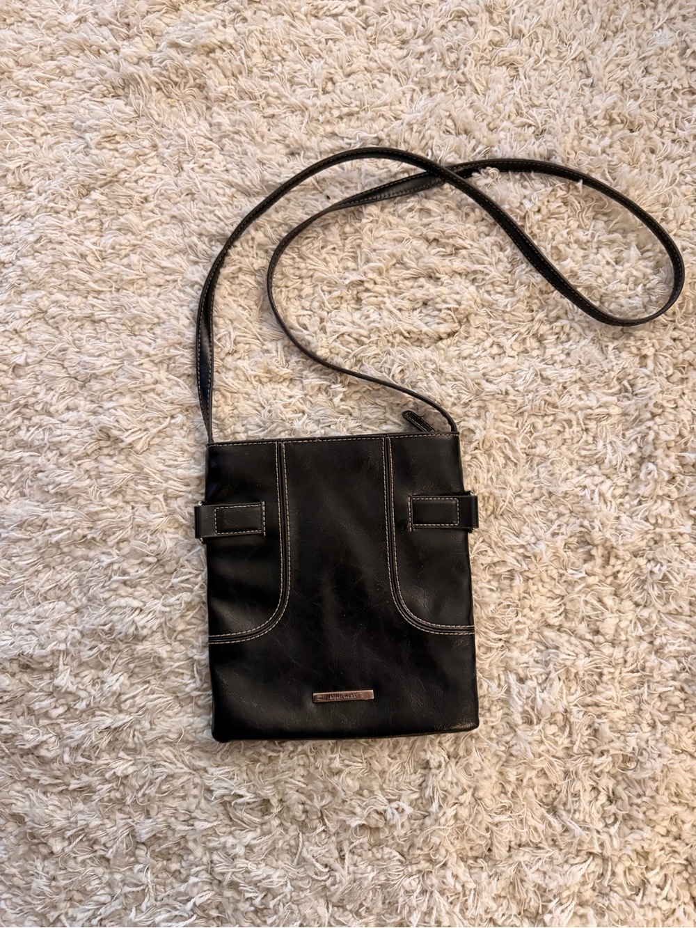 Nine West Black Crossbody Bag with Contrast Stitching